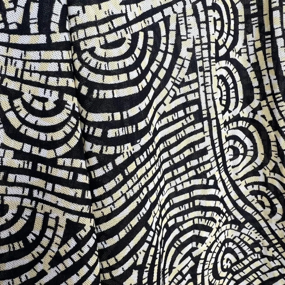 CHRISTINA Mesh Artsy Abstract Tie Front Long Line Ruched Sleeve CoverUp Cardigan - Picture 6 of 13